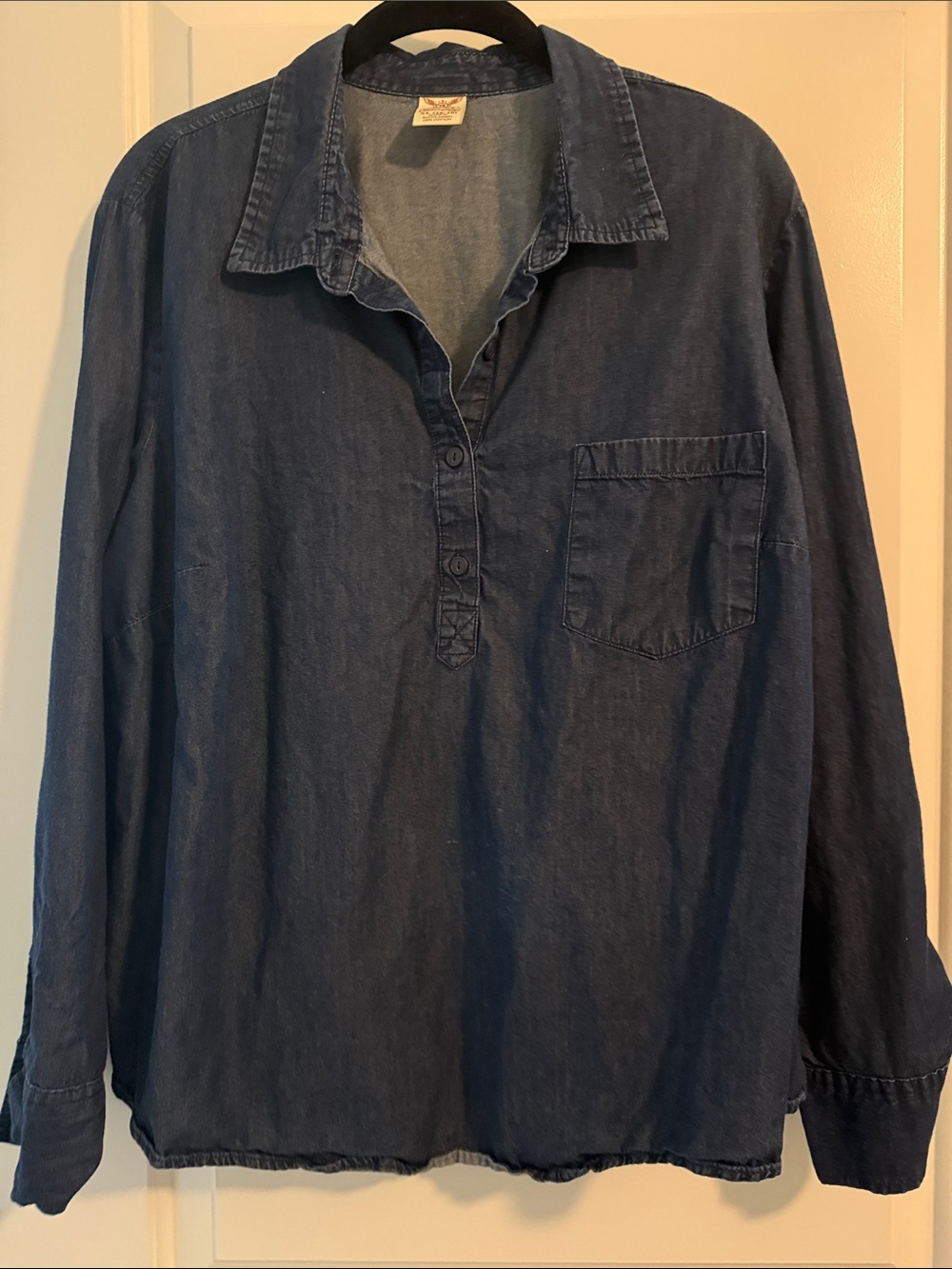 Faded Glory Dark Indigo Blue Pullover Denim Shirt